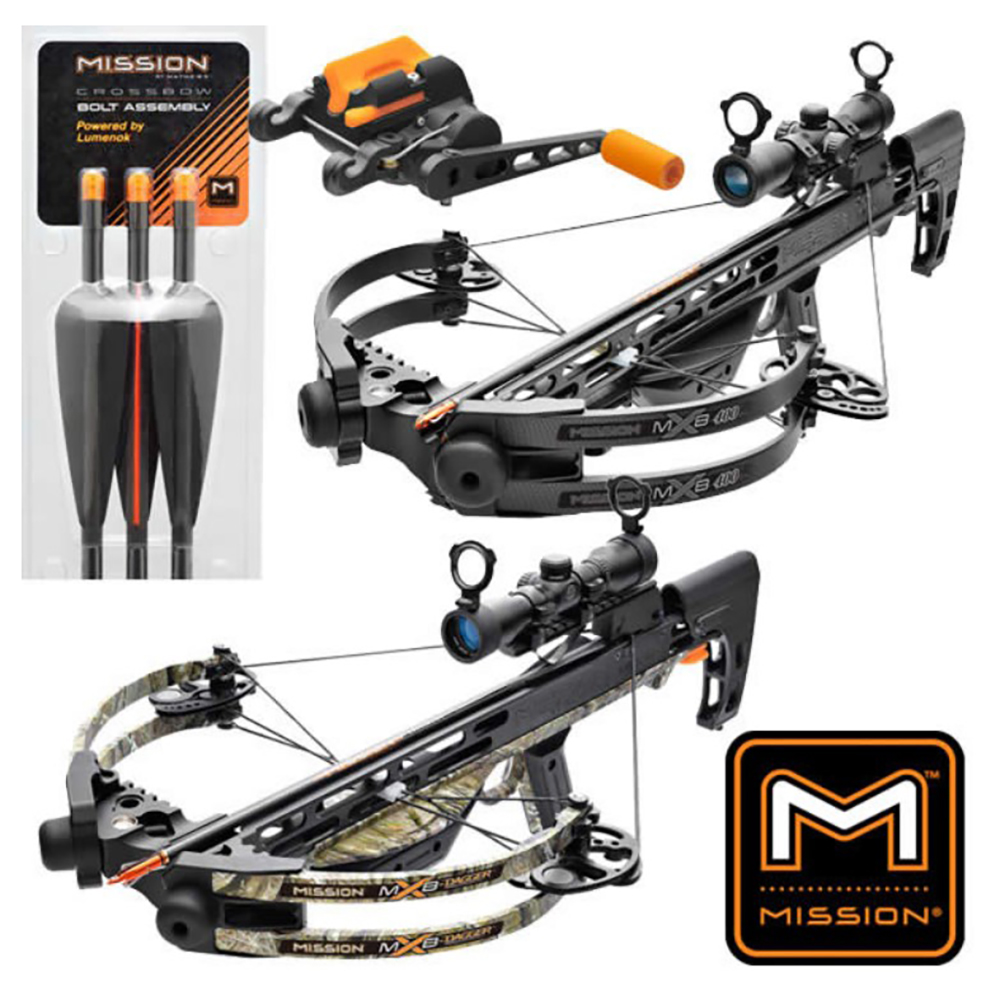 Арбалет MXB400, начальная скорость 400 фут в сек, усилие 95Lbs, ручной натяжитель, три карбоновые ст