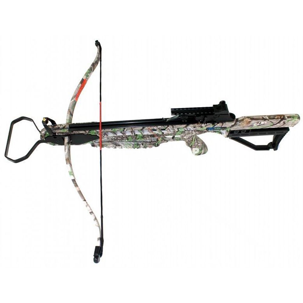 Арбалет рекурсивный, начальная скорость 245 фут/сек, размах плечей 26", длина натяжения 10,5", сила