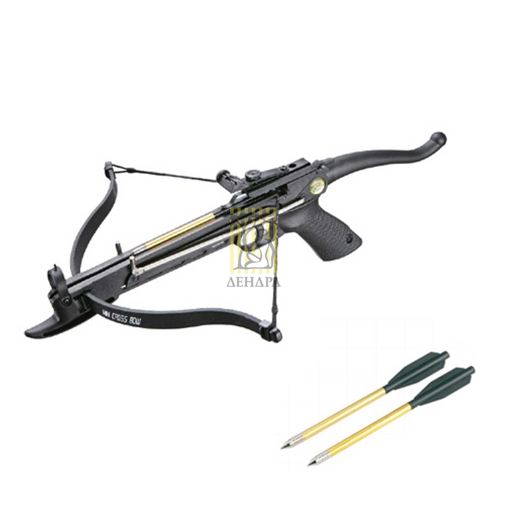 Арбалет-пистолет силой 80 lbs, приклад и ствол пластик, с упором для перезарядки, 3 алюминиевые стре Арбалет-пистолет силой 80 lbs, приклад и ствол пластик, с упором для перезарядки, 3 алюминиевые стре