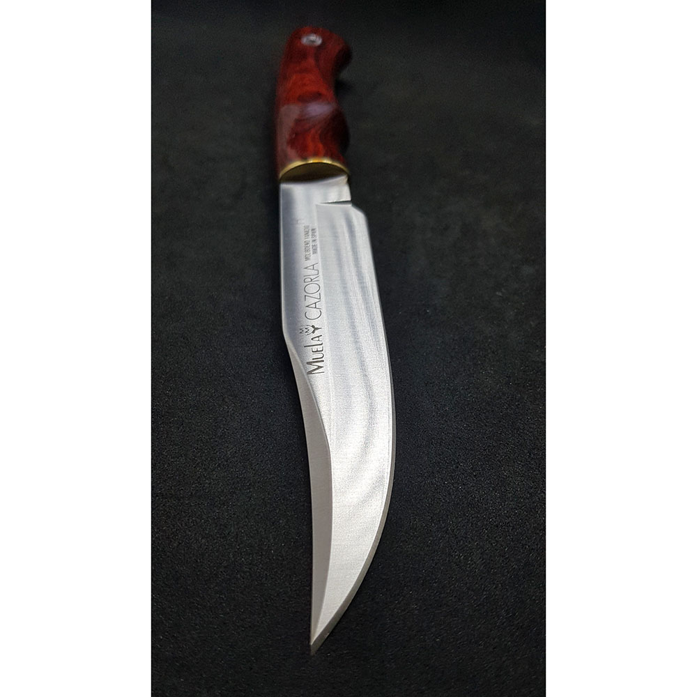 Нож серии серии "CAZ" с фикс клинком длиной 16 см, рукоять красная микарта, ножны кожа