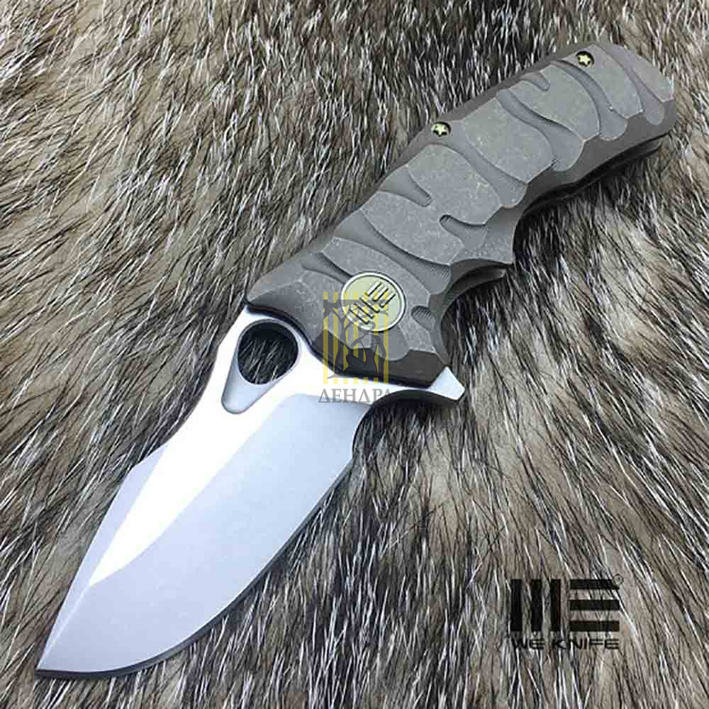 Нож складной, сталь Bohler M390, длина клинка 74 мм, рукоять титан, цвет бронзовый, клипса, замок fr