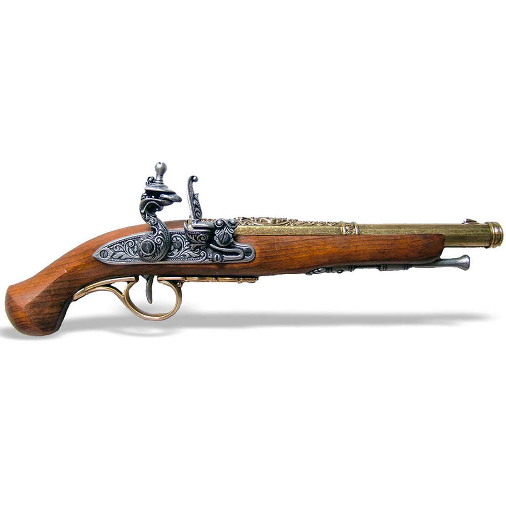 Пистолет кремневый,18век,латунь Пистолет кремневый,18век,латунь