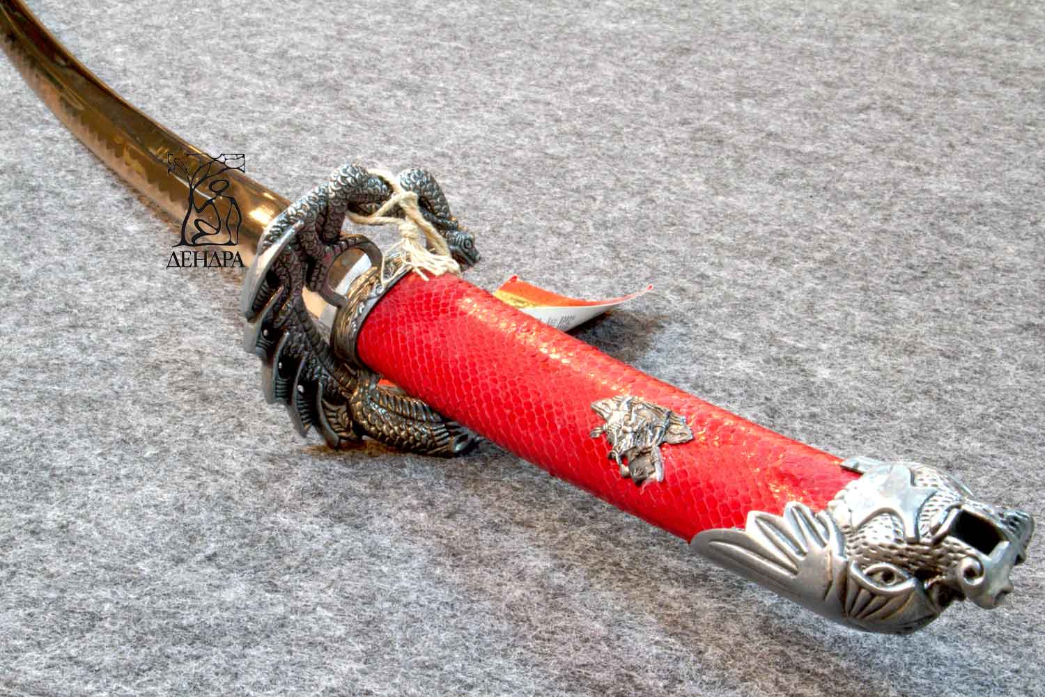 Катана "Красная Змея", цвет красно-серый, ножны плетёные, латунь