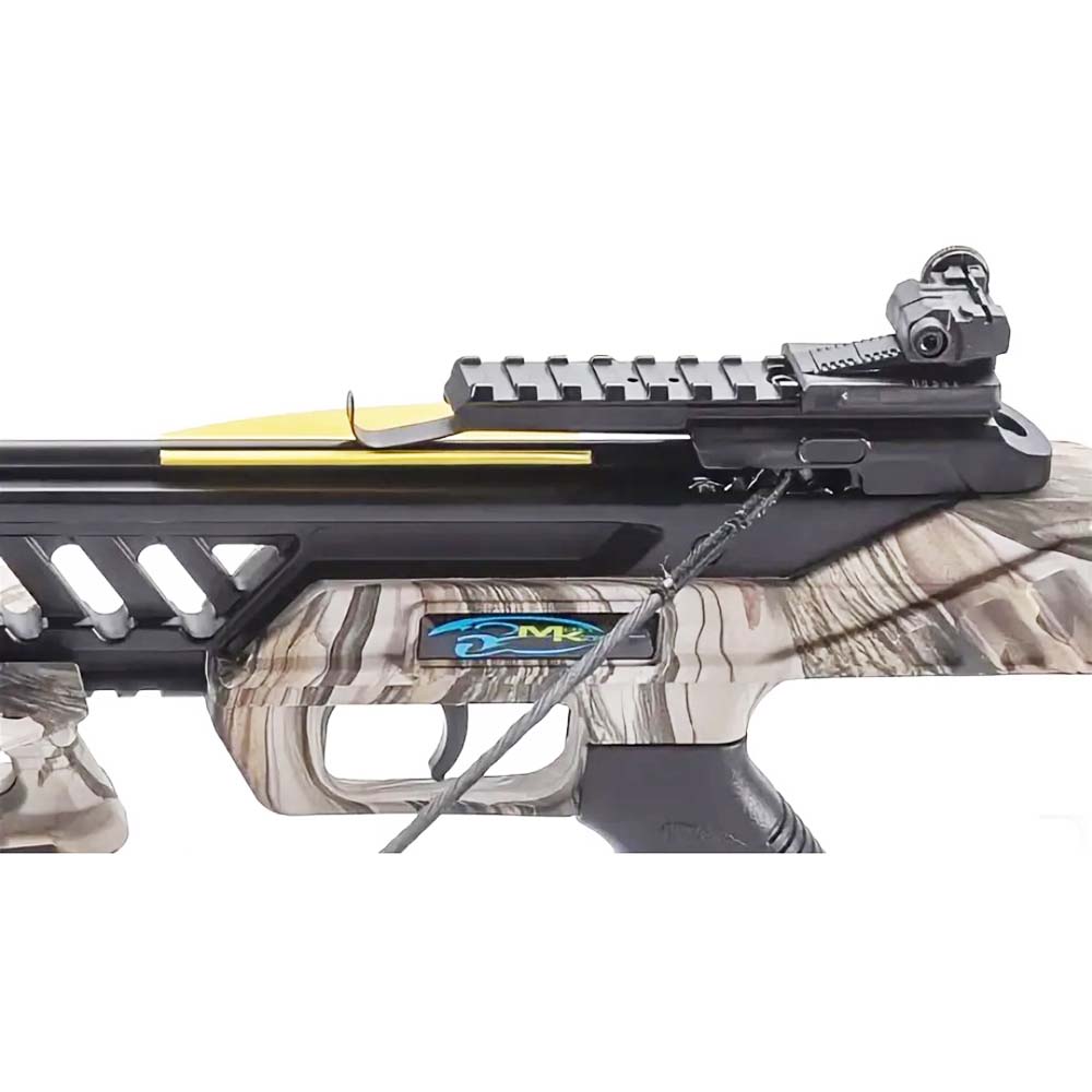 Арбалет рекурсивный, начальная скорость 255 фут/сек, размах плечей 26", длина натяжения 11", сила 95