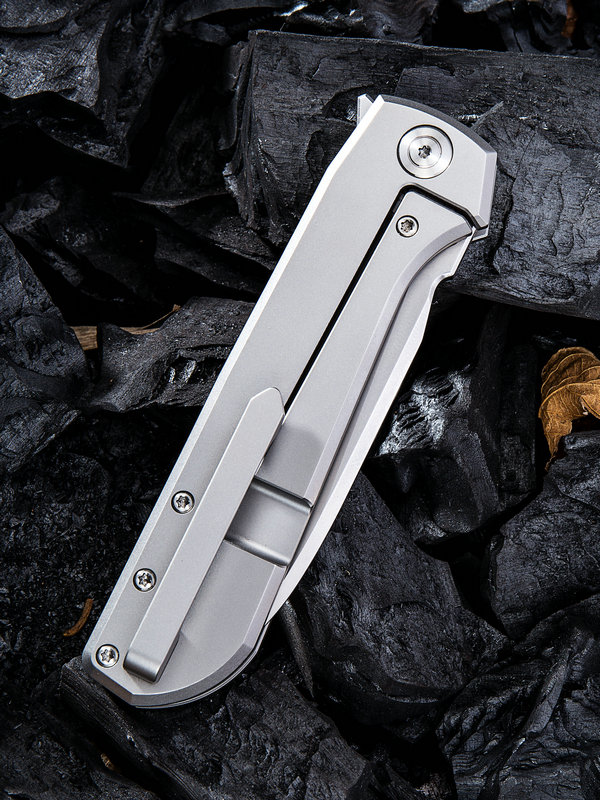 Нож складной  WASABI 813A, цвет светло-серый, сталь Bohler M390 , длина клинка 99 мм, рукоять титан,