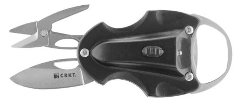 Нож-брелок "Cicada", ножницы, фонарь, черн рукоять, ножны зитель