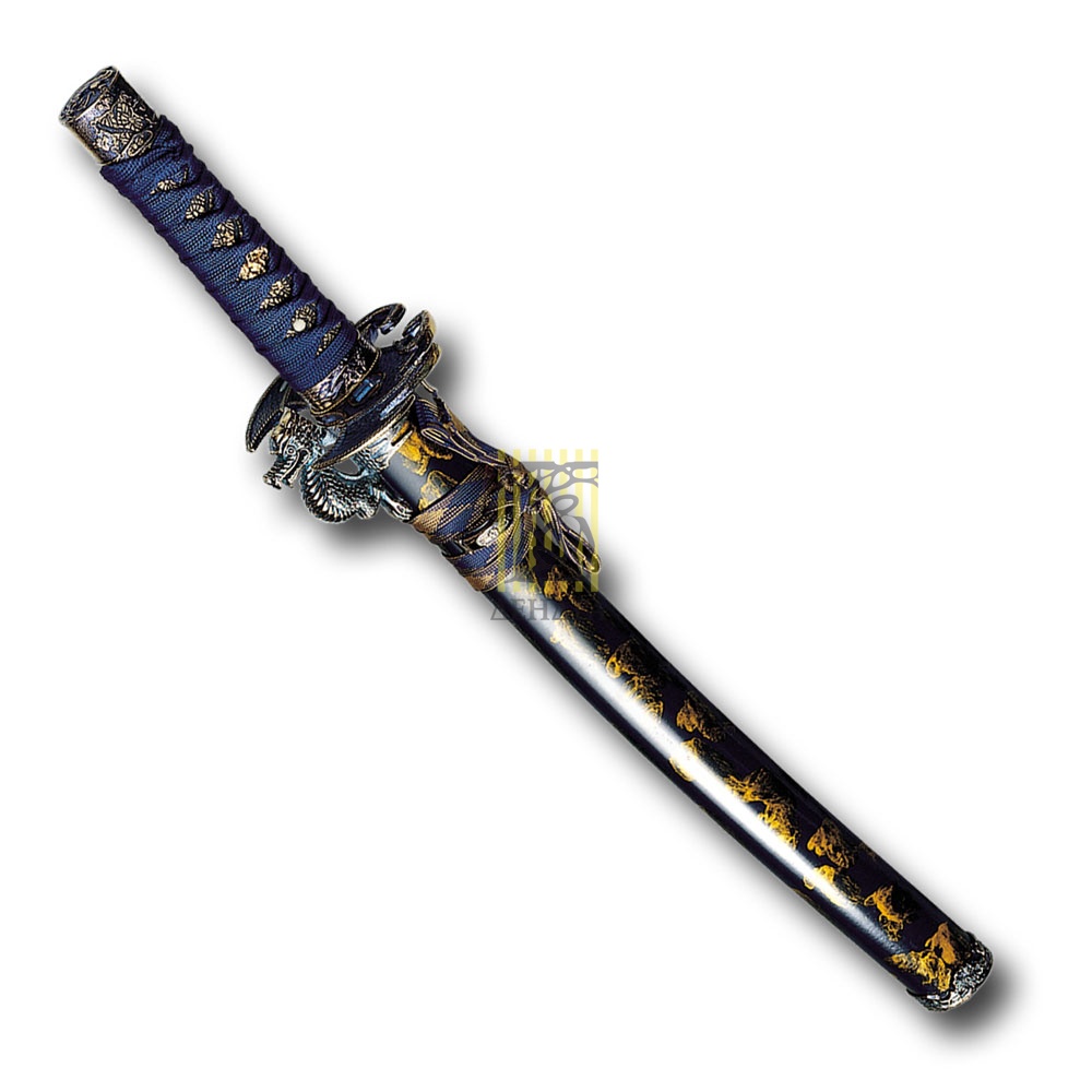 Вакидзаси, цвет черно-желтый, рукоять плетеная, ножны латунь Вакидзаси, цвет черно-желтый, рукоять плетеная, ножны латунь