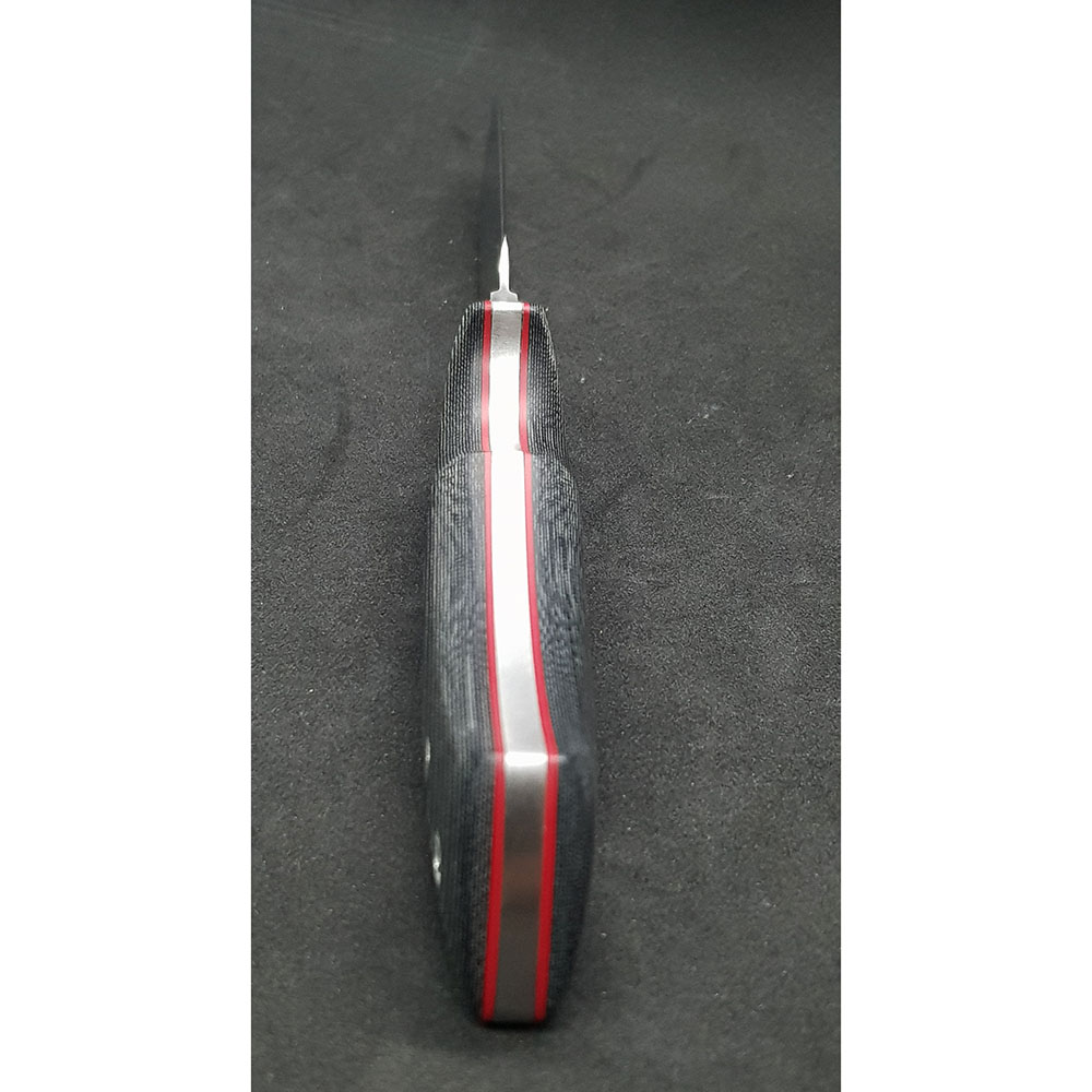 Нож "RHINO" с фикс клинком длиной 9 см, рукоять черная микарта, ножны кожа