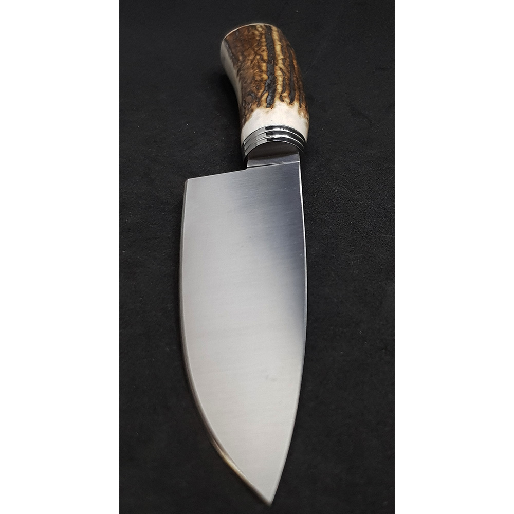 Нож серии "CS" с фикс клинком длиной 15 см, рукоять рог оленя, ножны кожа