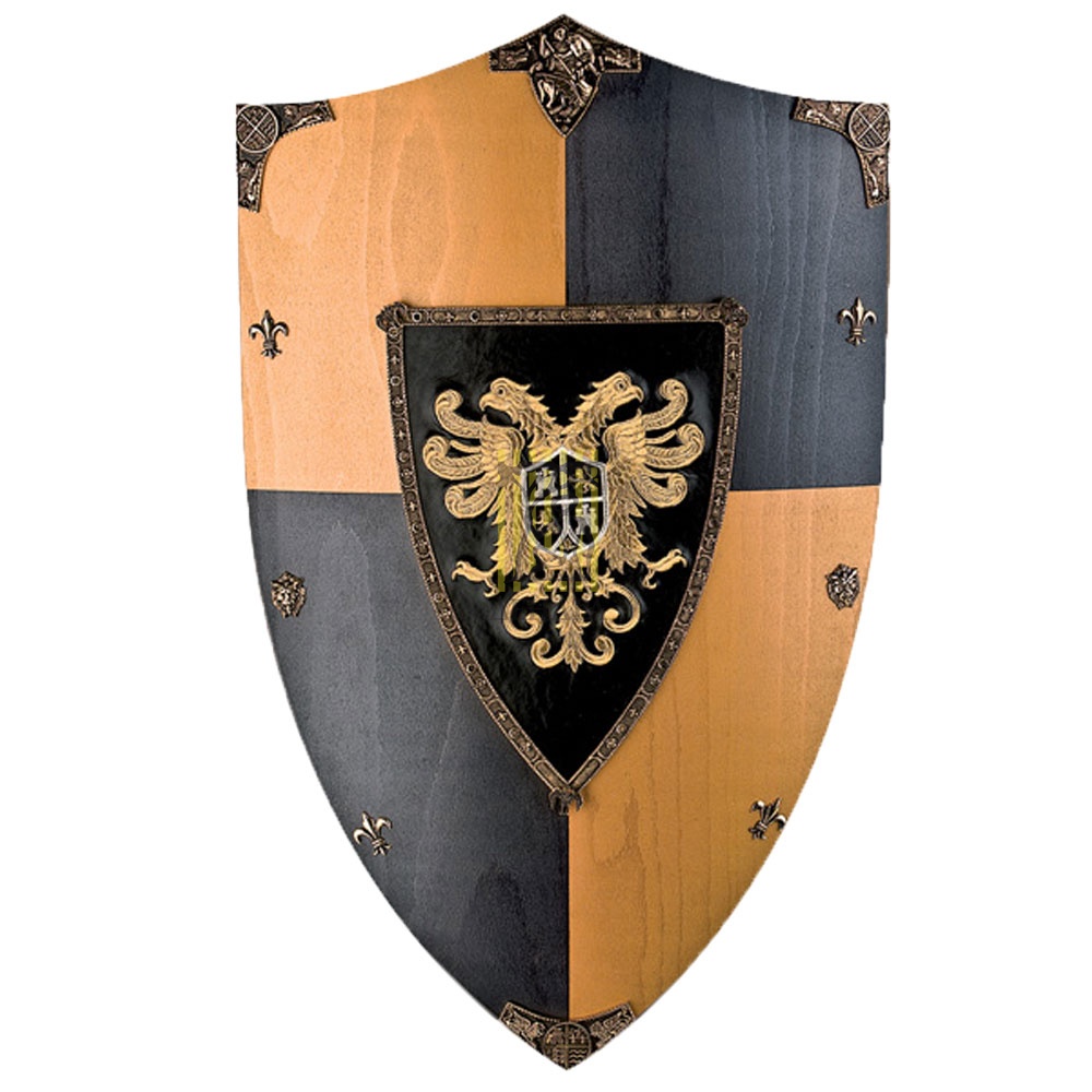 Щит геральдический "Орел Толедо", цвет черный с желтым, размер 76 х 48 см, материал дерево, латунь Щит геральдический "Орел Толедо", цвет черный с желтым, размер 76 х 48 см, материал дерево, латунь
