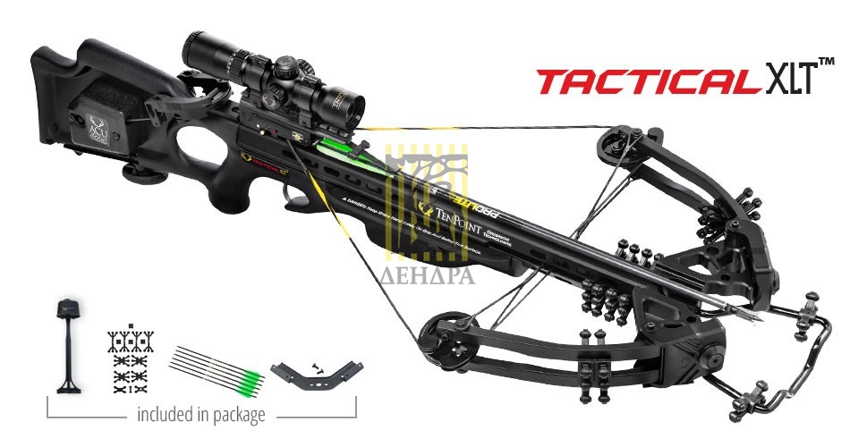 Арбалет TACTICAL XLT с аксессуарами: прицел Rangemaster, механич.натяжитель AcuDraw, кивер на 3 стре