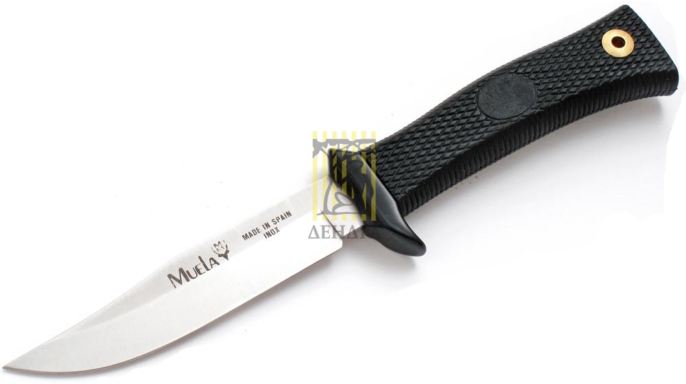 Нож "Лось", клинок 10 см, рукоять кратон, ножны кожа, цвет черный