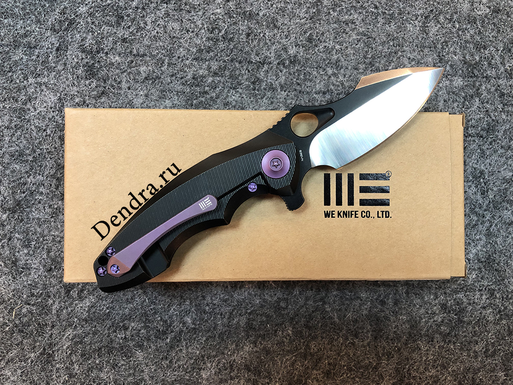 Нож 605H, цвет черный, сталь CPM-S35VN, длина клинка 77 мм, покрытие DLC/сатин, рукоять титан,  fram