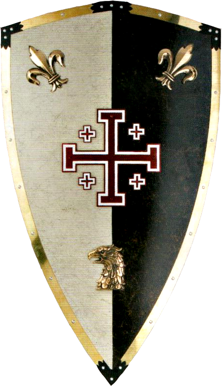 Щит ордена Тамплиеров "Рыцари Иерусалима", цвет черно-белый, размер 69 х 46 см, материал сталь