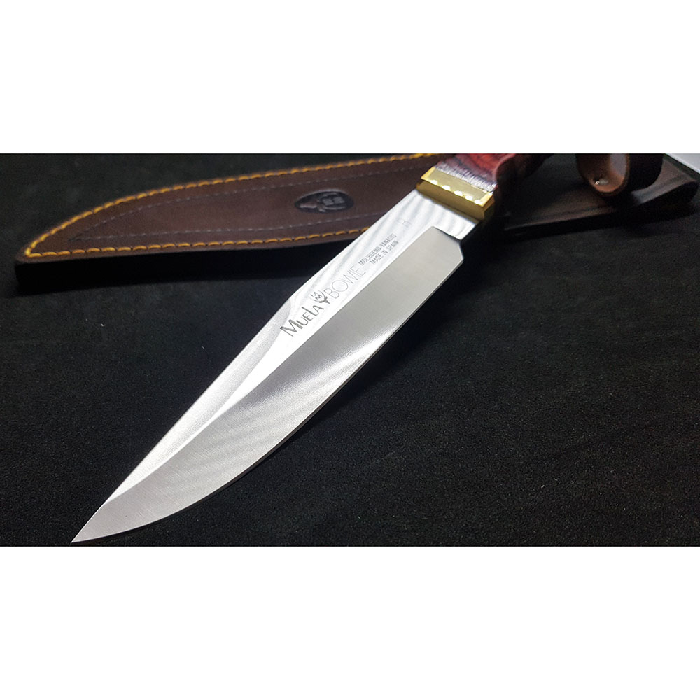 Нож "BOWIE" с фикс клинком длиной 18 см, рукоять Pakka wood, ножны кожа