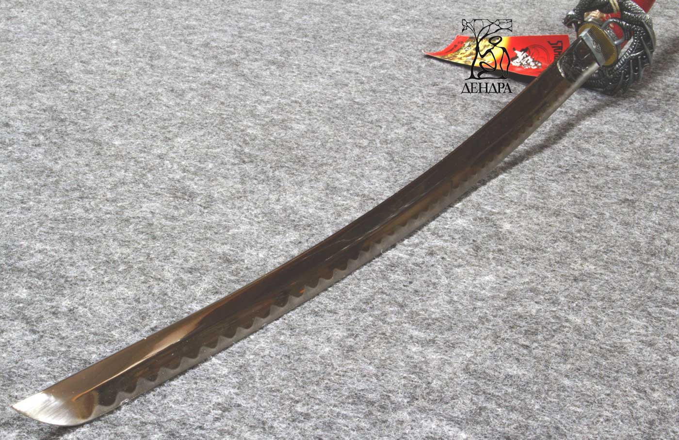 Катана "Красная Змея", цвет красно-серый, ножны плетёные, латунь
