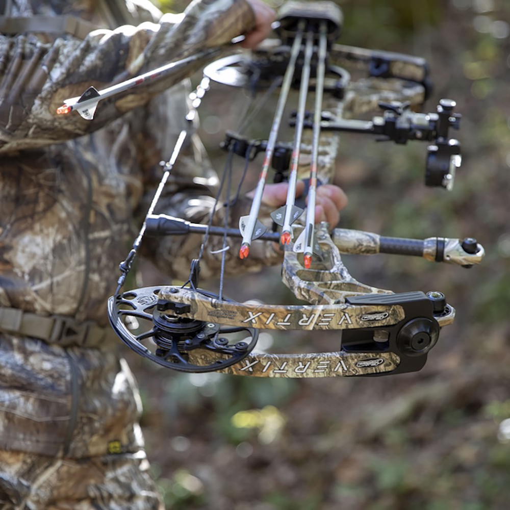 Лук блочный VERTIX, начальная скорость 343 фут в сек, расстояние между осями 30", база 6", сила 60 l