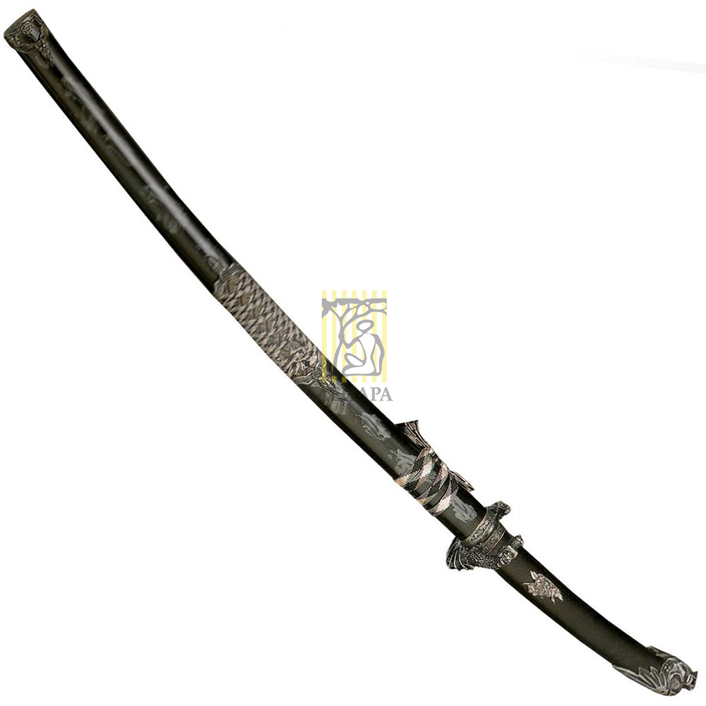 Катана "Дракон", рукоять черная плетеная, ножны черные Катана "Дракон", рукоять черная плетеная, ножны черные