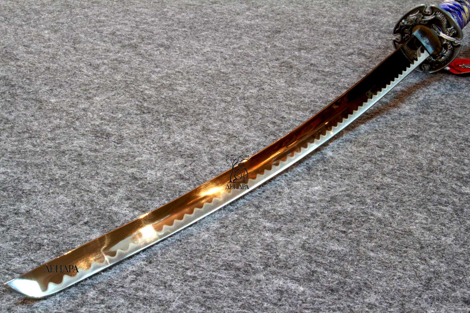 Катана, цвет серо-голубой, рукоять плетёная, ножны плетёные, латунь Катана, цвет серо-голубой, рукоять плетёная, ножны плетёные, латунь