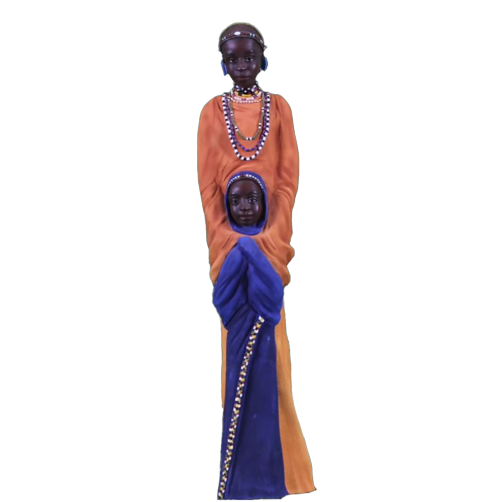 Фигурка Масаи-Кибиби с ребенком, цветная,полистоун Фигурка Масаи-Кибиби с ребенком, цветная,полистоун