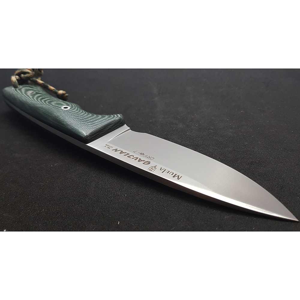 Нож "GAVILAN" с фикс клинком длиной 13 см, рукоять зеленая микарта, ножны кожа