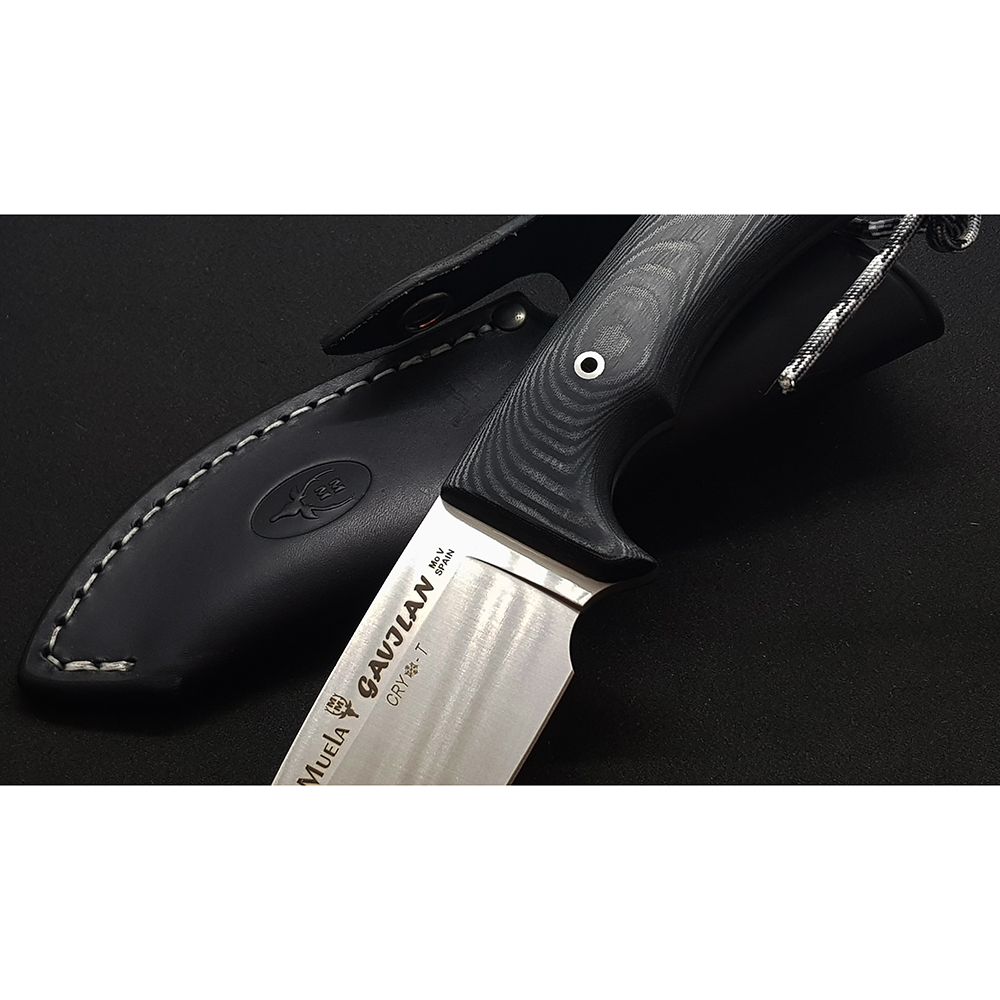Нож "GAVILAN" с фикс клинком длиной 13 см, рукоять черная микарта, ножны кожа