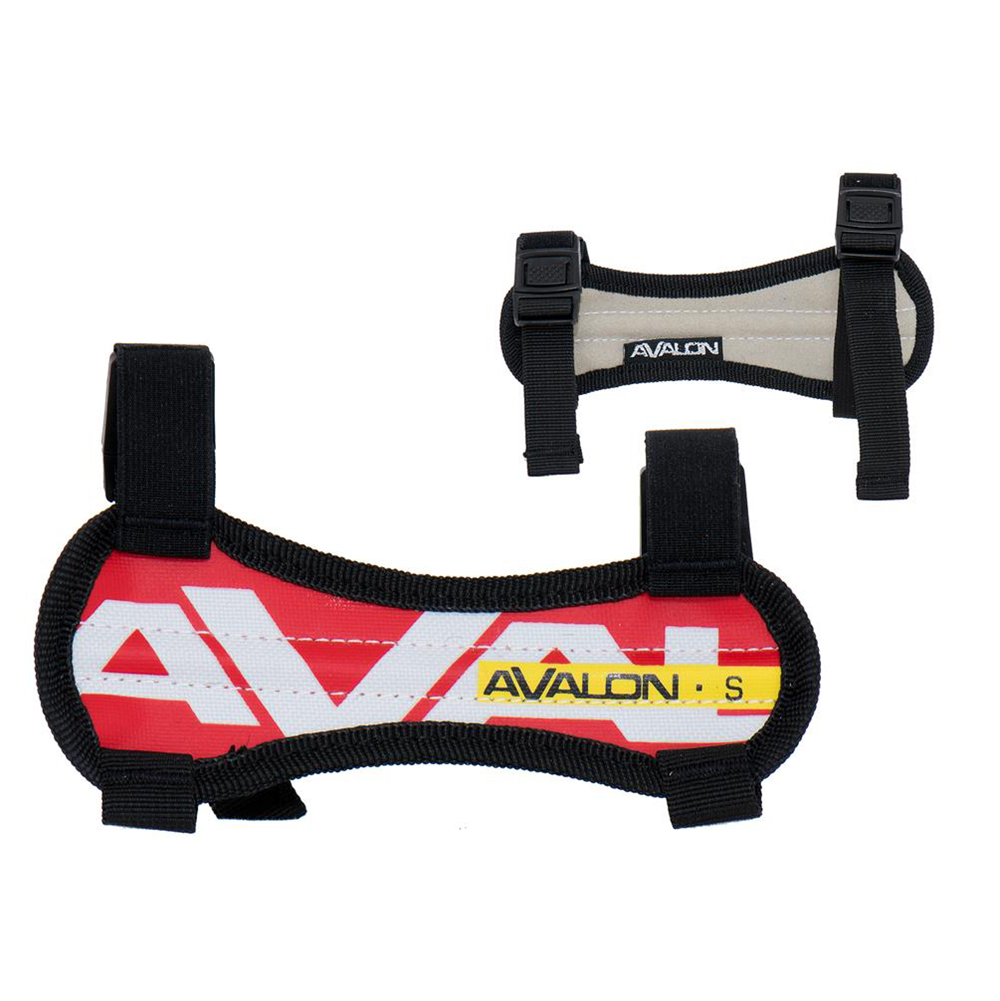 Защитная крага для стельбы из лука, размер S, длина 17 см, материал полиэстер, 2 защелки, цвет красн