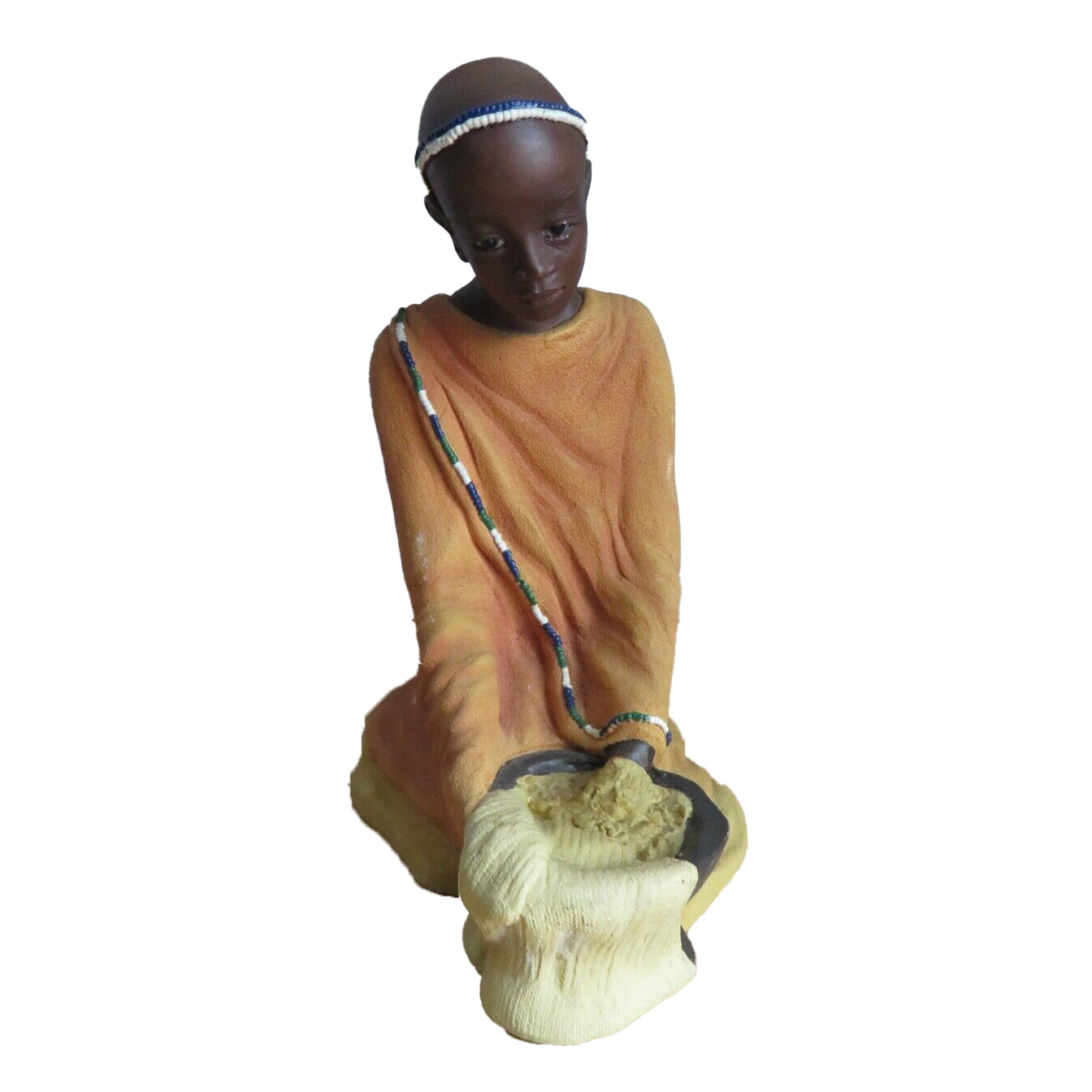 Фигурка Дети Масаи-Бахия,сидящая,цветная,полистоун