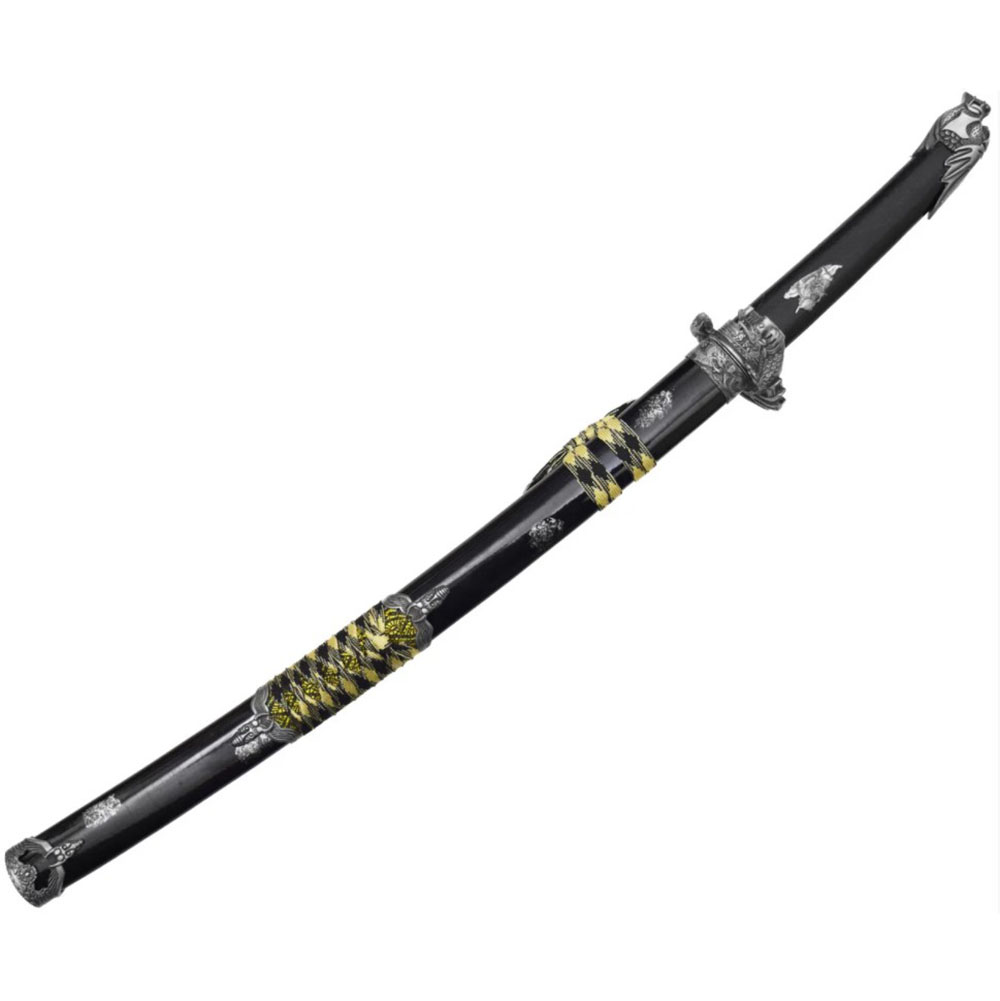 Вакидзаси "Черная Змея", цвет чёрно-серый, ножны плетёные, латунь