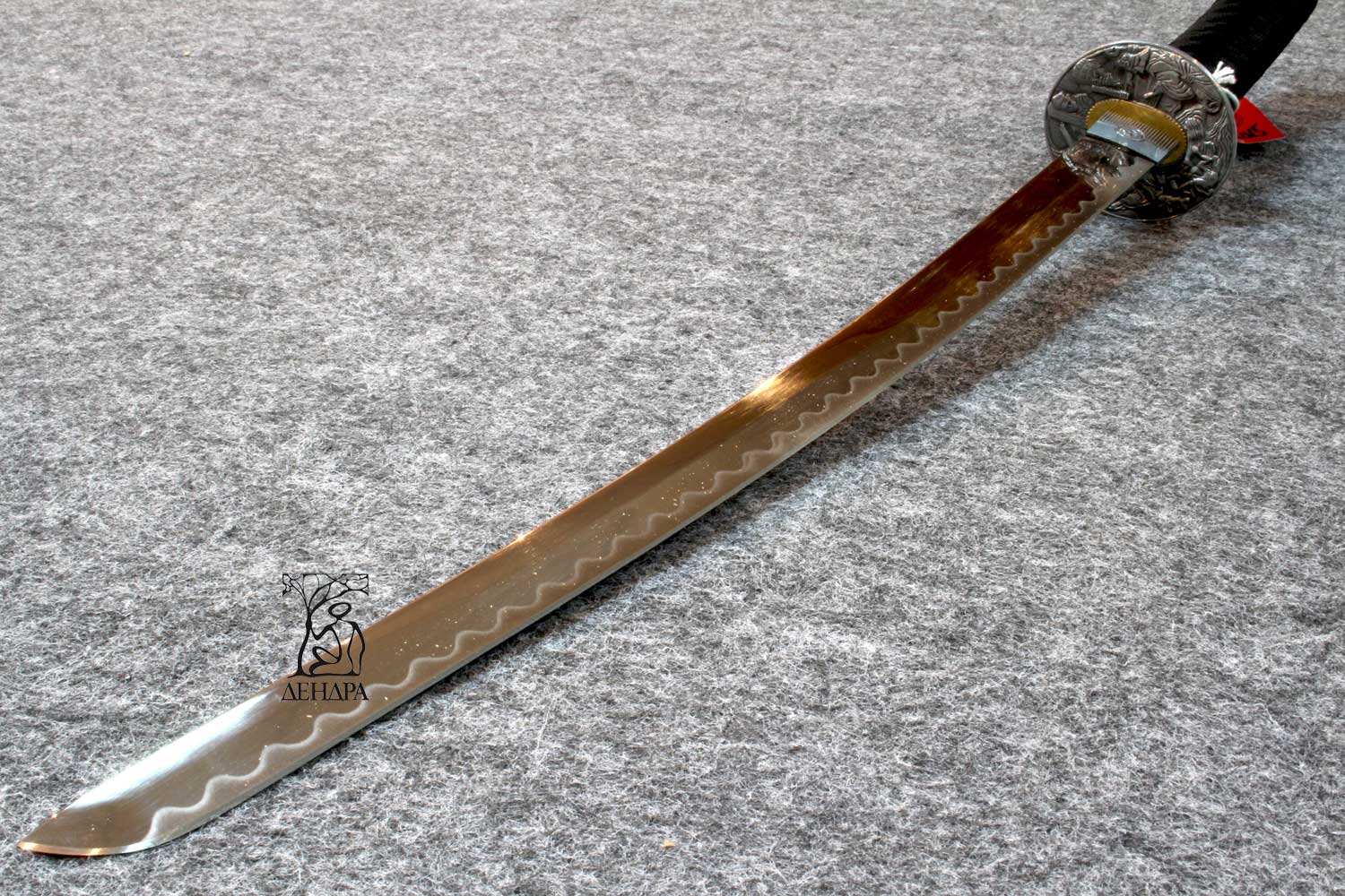 Вакидзаси, клинок 440 сталь, ножны деревянные бордовые, цуба под серебро