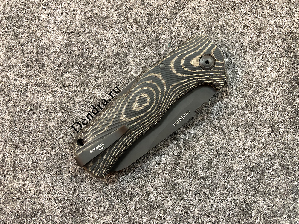 Нож TM1 складной, сталь Sleipner с черным покрытием, твердость 60-61 HRC, рукоять микарта, клипса