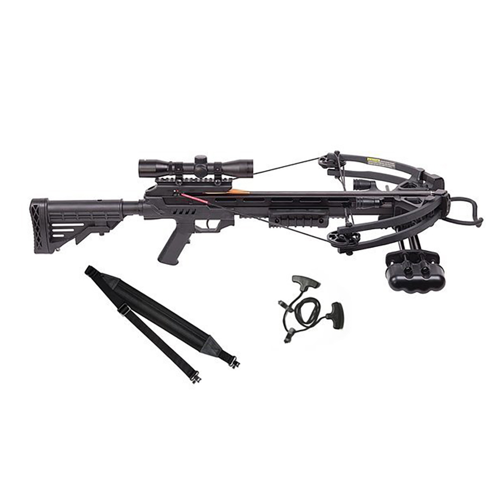 Арбалет блочный с защитой от холостого выстрела, начальная скорость 370 фут/сек, расстояние между ос