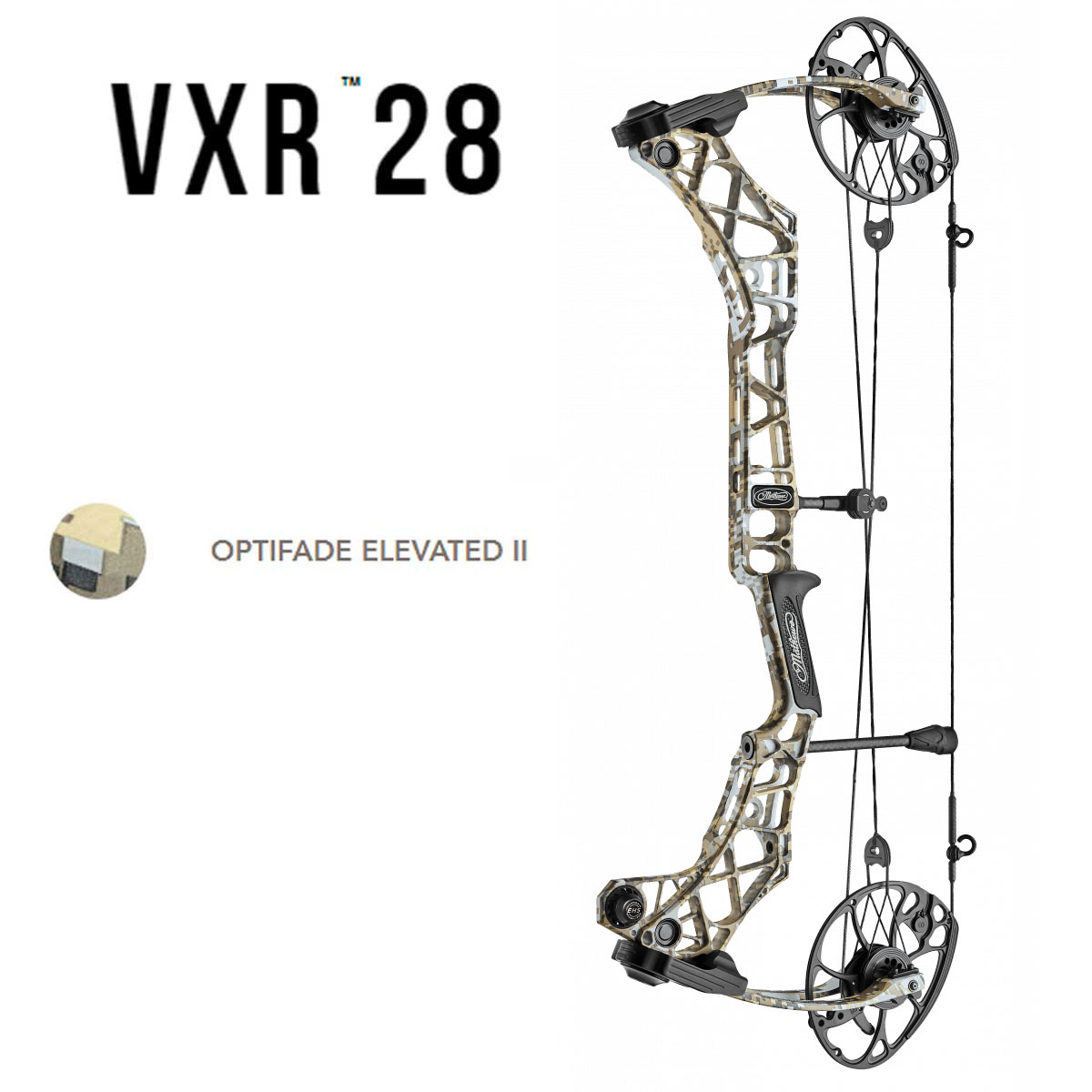 Лук блочный VXR28, начальная скорость 344 фут в сек, расстояние между осями 30", база 6", сила 60 lb