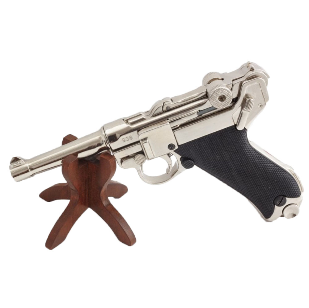 Пистолет Люгер модель P08, полуавтоматический, Германия, 1898 г., никелированный корпусплас, тиковые