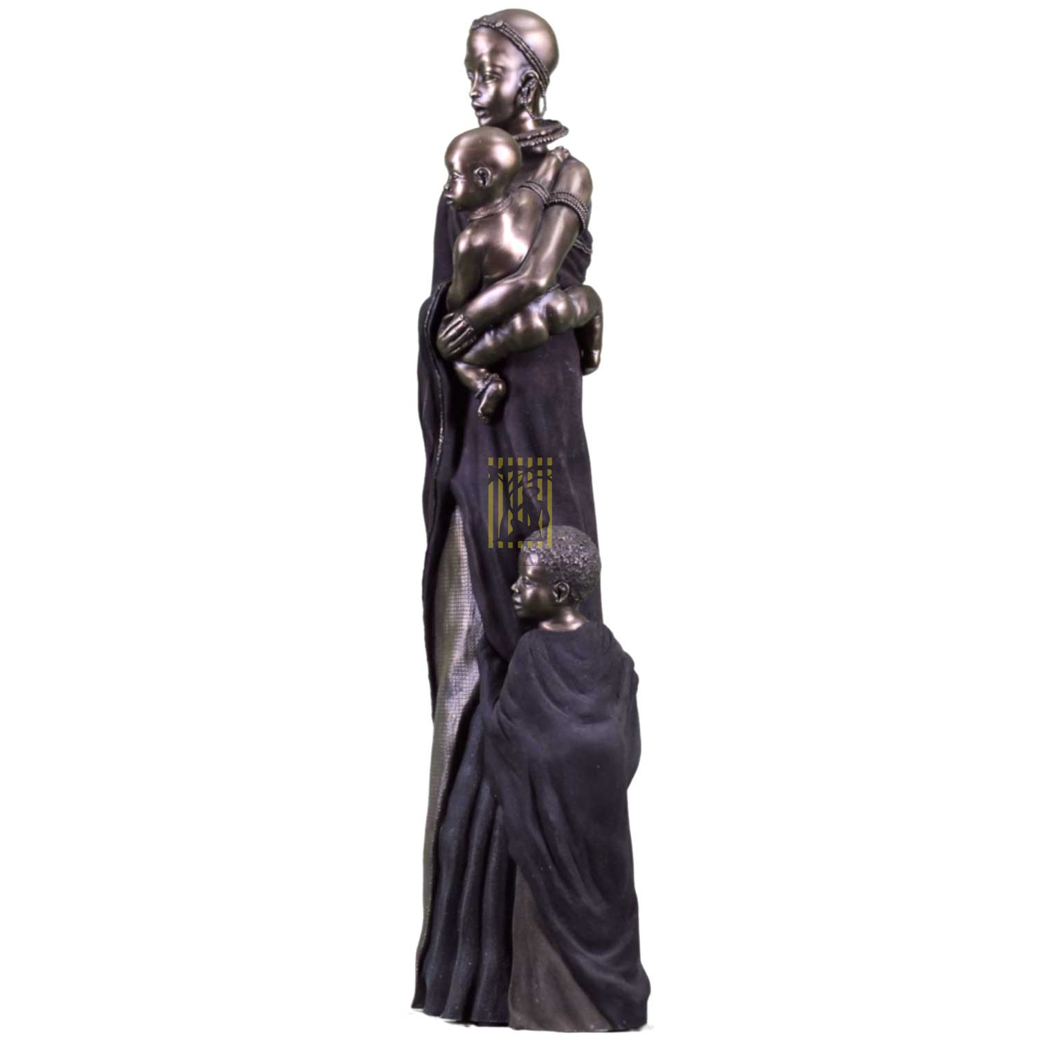 Фигурка Масаи-Мумби с 2 детьми,патина,полистоун